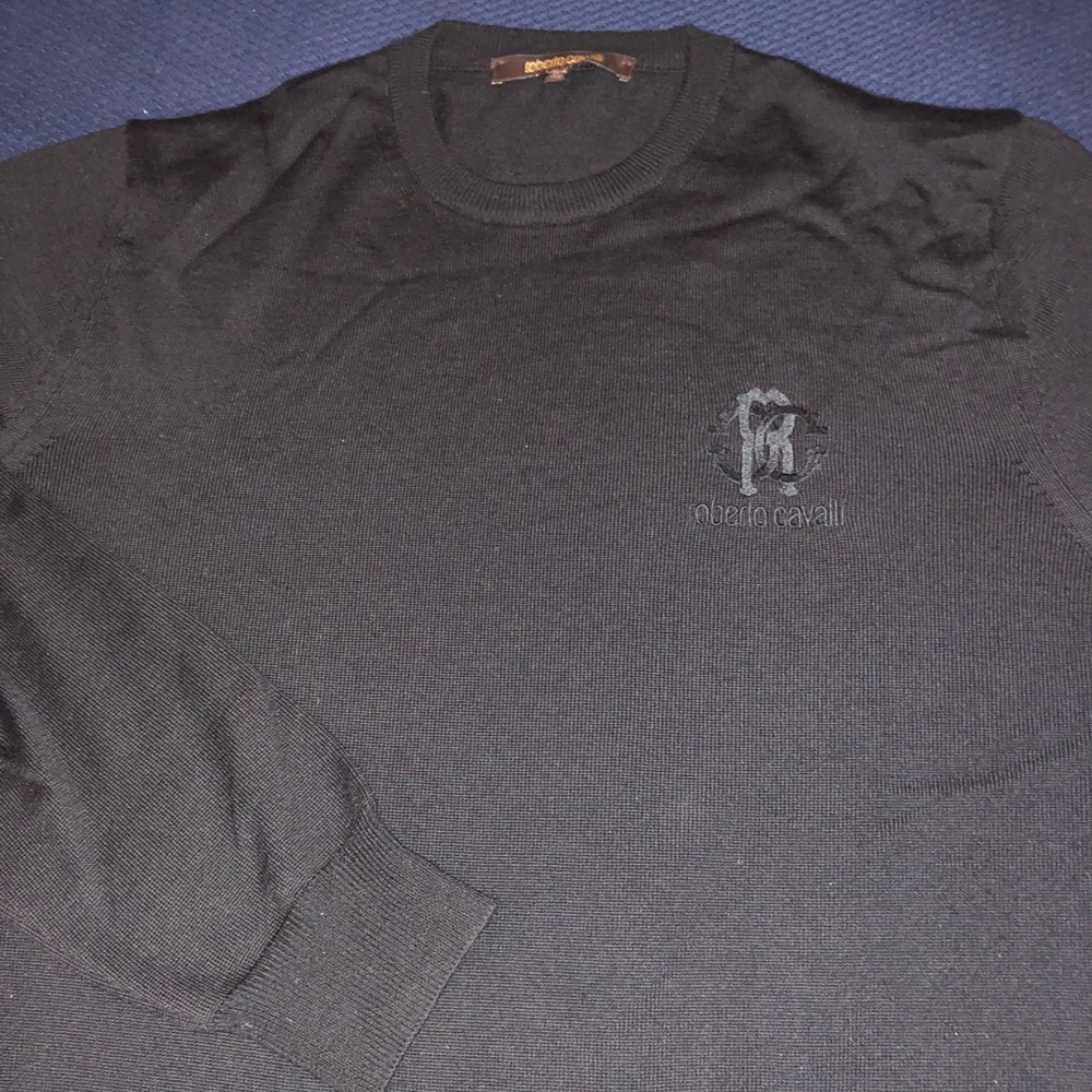 Roberto Cavalli Mens Wool Black Sweater Size XL